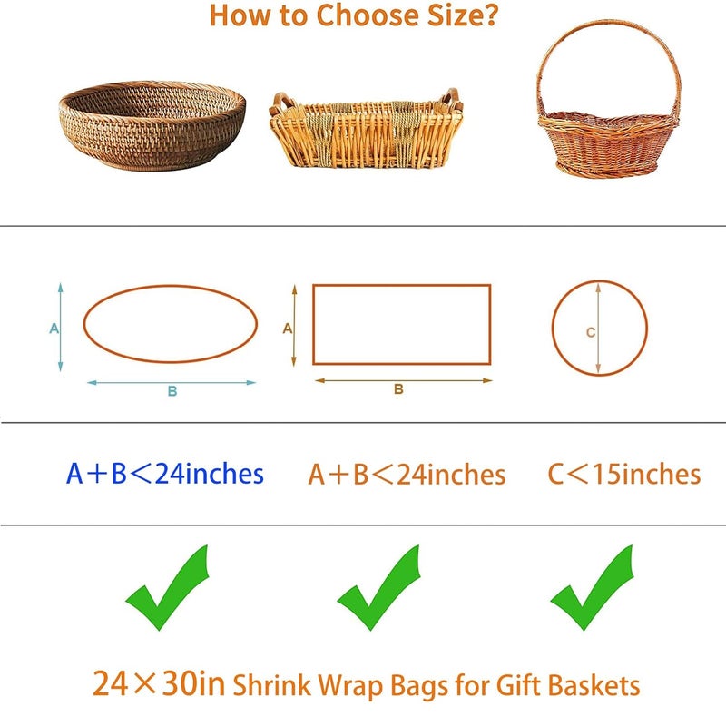 AOUKAR Shrink Wrap Bags for Gift Baskets,10Pcs 24x30 Inches Chear PVC Heat Shrink Bags Cellophane Wrap for Packaging Large Bags for Easter, Holiday, Birthday, and Any Occasion - Image 3